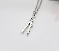 Architect Necklace, Compass Pencil Necklace, Architect Gift, Compass Pencil Charm, Graduation Gift, Engineer Gift, Personalized Gift