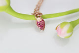 Rose Gold Strawberry Necklace, Rose Gold Necklace, Dainty Necklace, Delicate Jewelry, Minimal Necklace, Modern Necklace, N2736