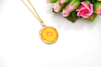 Orange Slice Necklace, Gold Orange Charm, Orange Charm, Fruit Charm, Orange Fruit Charm, Food Charm, Foodie Gift, Personalized Gift, N27