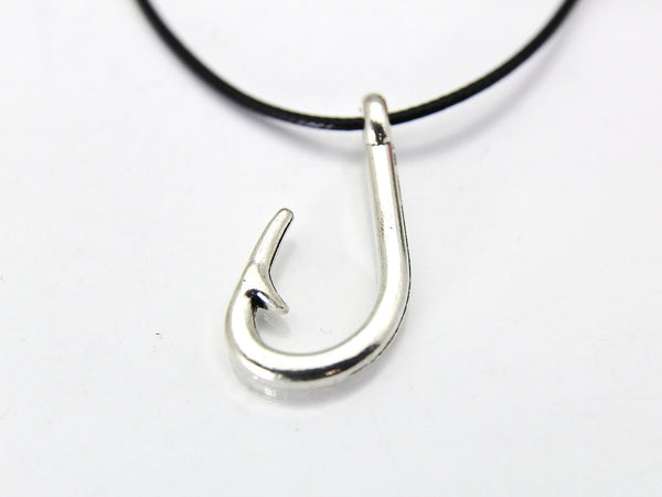 Fish Hook Necklace, Silver Fish Hook Charm, Hook Charm, Engagement Gift, Personalized Gift, Best Friend Gift, N29