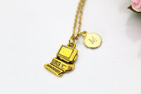 Computer Necklace, Gold Computer Charm, Programmer Necklace, Programer Gift, Personalized Gift, Best Friend Gift, Coworker Gift, N40