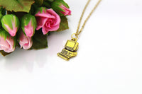 Programmer Necklace, Computer Necklace, Gold Computer Charm, Programer Gift, Personalized Gift, Best Friend Gift, Coworker Gift, N41