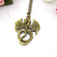 Bronze Dragon Necklace, Dragon Charm, Fairytale Gift, Fantasy Gift, Girlfriend Gift, Boyfriend Gift, Mens Necklace, Personalized Gifts, N53
