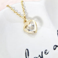 Dainty Necklace, Gold Heart Necklace, Heart Charm, CZ Diamond, Graduation Gift, Mother’s Day Gifts, Best Friends Gift, Girlfriend Gifts, G26