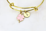 Clover Bracelet, Clover Bangle, Shamrock Bangle, Clover Charm, Mother's Day Gift, Personalized Gift, Best Friend Gift, Coworker Gift
