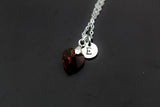 Red Heart Necklace, Ruby Necklace, July Birthday's Gifts, Heart Charm, Love Necklace, Mother's Day Gift, Sister Gift, Girlfriend Gift, N72