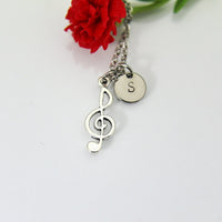 Treble Clef Necklace, Treble Clef Charm, Music Necklace, Music Note Charm, Music Teacher Gift, Personalized Gift, Best Friend Gift