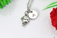 Monkey Necklace, Silver Monkey Charm, Wild Animal Charm, EN160