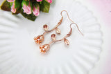 Rose Gold Rosebud Rose Charm Earrings, Anniversary Gifts, Romantic Gifts, N172X