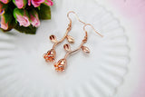 Rose Gold Rosebud Rose Charm Earrings, Anniversary Gifts, Romantic Gifts, N172X