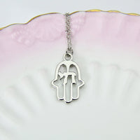 Hamsa Chai Charm Necklace, Hamsa Charm, Chai Charm, Palm Hand Chai Charm, Graduation Gift, N231