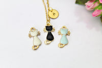 Cat Necklace, Gold Cat Charm Necklace, Black Cat Charm, Animal Charm, Pet Gifts, Personalized Gift, Best Friend Gift, Coworker Gift