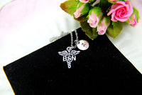 Bachelor of Science Nursing Necklace, Bachelor of Science Nursing Gift, BSN Caduceus Charm, BSN Medical Charm, RN Nurse Graduation Gift N261