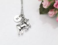 Unicorn Necklace, Silver Unicorn Charm, Fairytale Gift, Fantasy Gift, Personalized Gift, Best Friend Gift, Coworker Gift, Girlfriend Gift