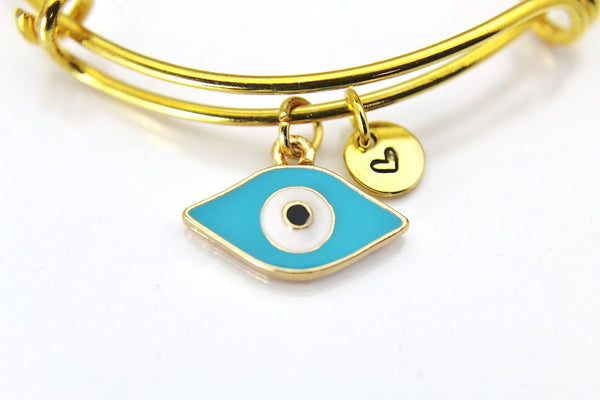 Evil Eye Bracelet, Gold Evil Eye Bangle,