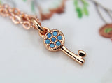 Key Necklace, Rose Gold Key Necklace, Key Charm, Womens Gift, Dainty Necklace, Best Friend Gift, Sister Gift, Girlfriend Gift