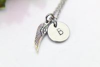 Guardian Angel Necklace, Silver Angel WIng Charm, Angel Wing Charm, Wing Charm, Feather Charm, Protective Gift, Dainty Necklace, N20