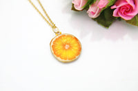 Orange Slice Necklace, Gold Orange Charm, Orange Charm, Fruit Charm, Orange Fruit Charm, Food Charm, Foodie Gift, Personalized Gift, N27