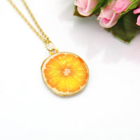 Orange Slice Necklace, Gold Orange Charm, Orange Charm, Fruit Charm, Orange Fruit Charm, Food Charm, Foodie Gift, Personalized Gift, N27