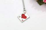Poker Player Gift, Ace of Heart Necklace, Ace Card Charm, Poker Charm, Personalized Gift, Best Friend Gift, N32
