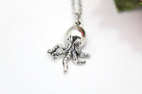 Octopus Necklace, Silver Octopus Charm, Animal Charm, Beach Sea Life Charm, Nautical Jewelry, Personalized Gift, Best Friend Gift, N34