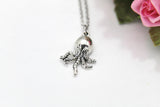 Octopus Necklace, Silver Octopus Charm, Animal Charm, Beach Sea Life Charm, Nautical Jewelry, Personalized Gift, Best Friend Gift, N34