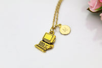 Computer Necklace, Gold Computer Charm, Programmer Necklace, Programer Gift, Personalized Gift, Best Friend Gift, Coworker Gift, N40