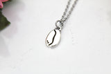 Coffee Bean Charm Necklace, Stainless Steel Chain, Foodie Gift
