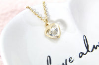 Dainty Necklace, Gold Heart Necklace, Heart Charm, CZ Diamond, Graduation Gift, Mother’s Day Gifts, Best Friends Gift, Girlfriend Gifts, G26