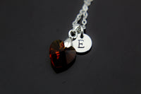 Red Heart Necklace, Ruby Necklace, July Birthday's Gifts, Heart Charm, Love Necklace, Mother's Day Gift, Sister Gift, Girlfriend Gift, N72