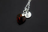 Red Heart Necklace, Ruby Necklace, July Birthday's Gifts, Heart Charm, Love Necklace, Mother's Day Gift, Sister Gift, Girlfriend Gift, N72