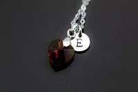 Red Heart Necklace, Ruby Necklace, July Birthday's Gifts, Heart Charm, Love Necklace, Mother's Day Gift, Sister Gift, Girlfriend Gift, N72