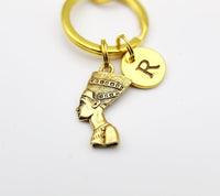 Nefertiti Keychain, Gold Nefertiti Charm, Egyptian Queen Charm, Mother's Day Gift, Graduation Gift, Personalized Gift, Best Friend Gift, K03