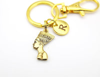 Nefertiti Keychain, Gold Nefertiti Charm, Egyptian Queen Charm, Mother's Day Gift, Graduation Gift, Personalized Gift, Best Friend Gift, K03