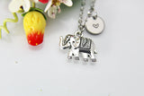 Silver Elephant Charm Necklace, Animal Charm, Mother's Day Gift, Personalized Customized Monogram, N111