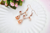 Rose Gold Rosebud Rose Charm Earrings, Anniversary Gifts, Romantic Gifts, N172X