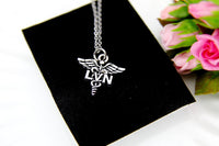 Licensed Vocational Nurse Necklace, LVN Nursing Charm Necklace, LVN Caduceus Charm, Nurse Medical Charm, LVN Nurse Graduation Gift, N264