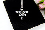 Licensed Vocational Nurse Necklace, LVN Nursing Charm Necklace, LVN Caduceus Charm, Nurse Medical Charm, LVN Nurse Graduation Gift, N264