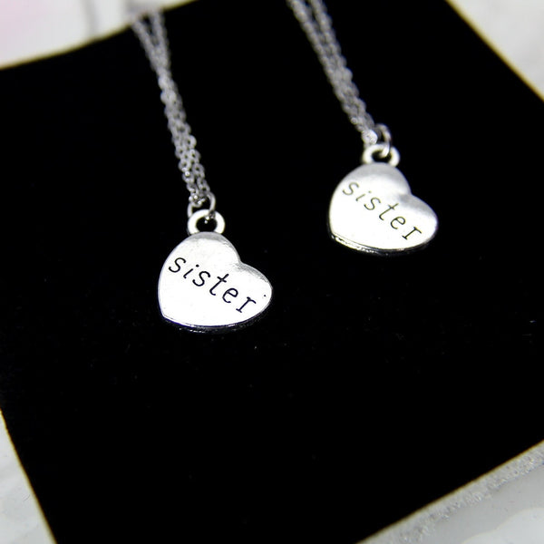 Sister Charm Necklace, Silver Sister Charm, Sister Charm, Heart Charm Necklace, Sister Gift, Mother's Day Gift, Personalized Gift, N270