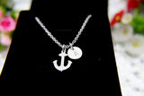 Silver Anchor Charm Necklace, Tarnish Resistant Stainless Steel Necklace, N316
