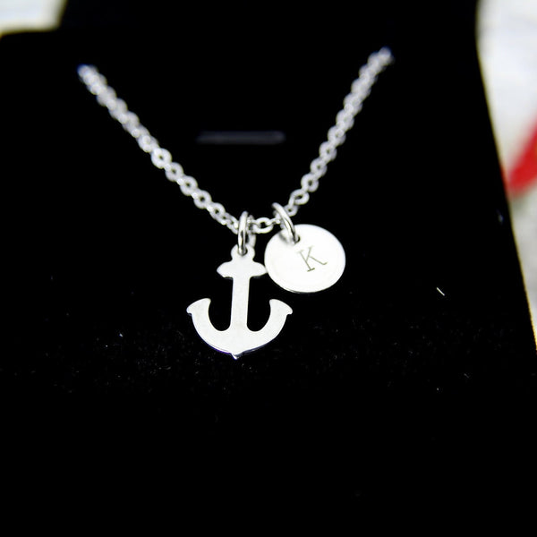Silver Anchor Charm Necklace, Tarnish Resistant Stainless Steel Necklace, N316