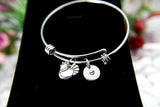 Silver Chicken Charm Bracelet, Chicken Charm, Animal Charm, Hen Charm, Farm Animal Charm, Farmer Gift, Pet Gift, Personalized Initial, B116