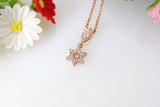 Rose Gold Star Necklace, Star Charm, Cubic Zirconia Charm, Micro Pave Cubic Zirconia Jewelry, Personalized Gift, Christmas Gift, N363