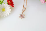 Rose Gold Star Necklace, Star Charm, Cubic Zirconia Charm, Micro Pave Cubic Zirconia Jewelry, Personalized Gift, Christmas Gift, N363