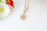 Rose Gold Star Necklace, Star Charm, Cubic Zirconia Charm, Micro Pave Cubic Zirconia Jewelry, Personalized Gift, Christmas Gift, N363