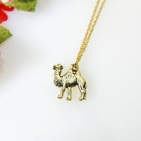 Camel Necklace, Gold Camel Charm, Animal Charm, Zoo Animal Charm, Egypt Charm, Africa Animal Charm, Zookeeper Gift, Christmas Gift, N404