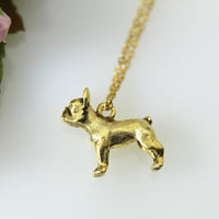 Bull Dog Necklace, Gold French Bull Dog Charm, French Bulldog Charm Necklace, Dog Charm, Animal Charm, Pet Gift, Christmas Gift, N407