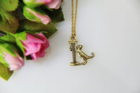 Cat Necklace, Gold Cat On Scratching Post Charm, Cat Charm, Animal Charm, Cat Lover Gift, Pet Gift, Cat Lover Jewelry, Christmas Gift, N415