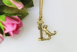 Cat Necklace, Gold Cat On Scratching Post Charm, Cat Charm, Animal Charm, Cat Lover Gift, Pet Gift, Cat Lover Jewelry, Christmas Gift, N415