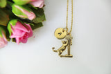 Cat Necklace, Gold Cat On Scratching Post Charm, Cat Charm, Animal Charm, Cat Lover Gift, Pet Gift, Cat Lover Jewelry Personalized Gift N426